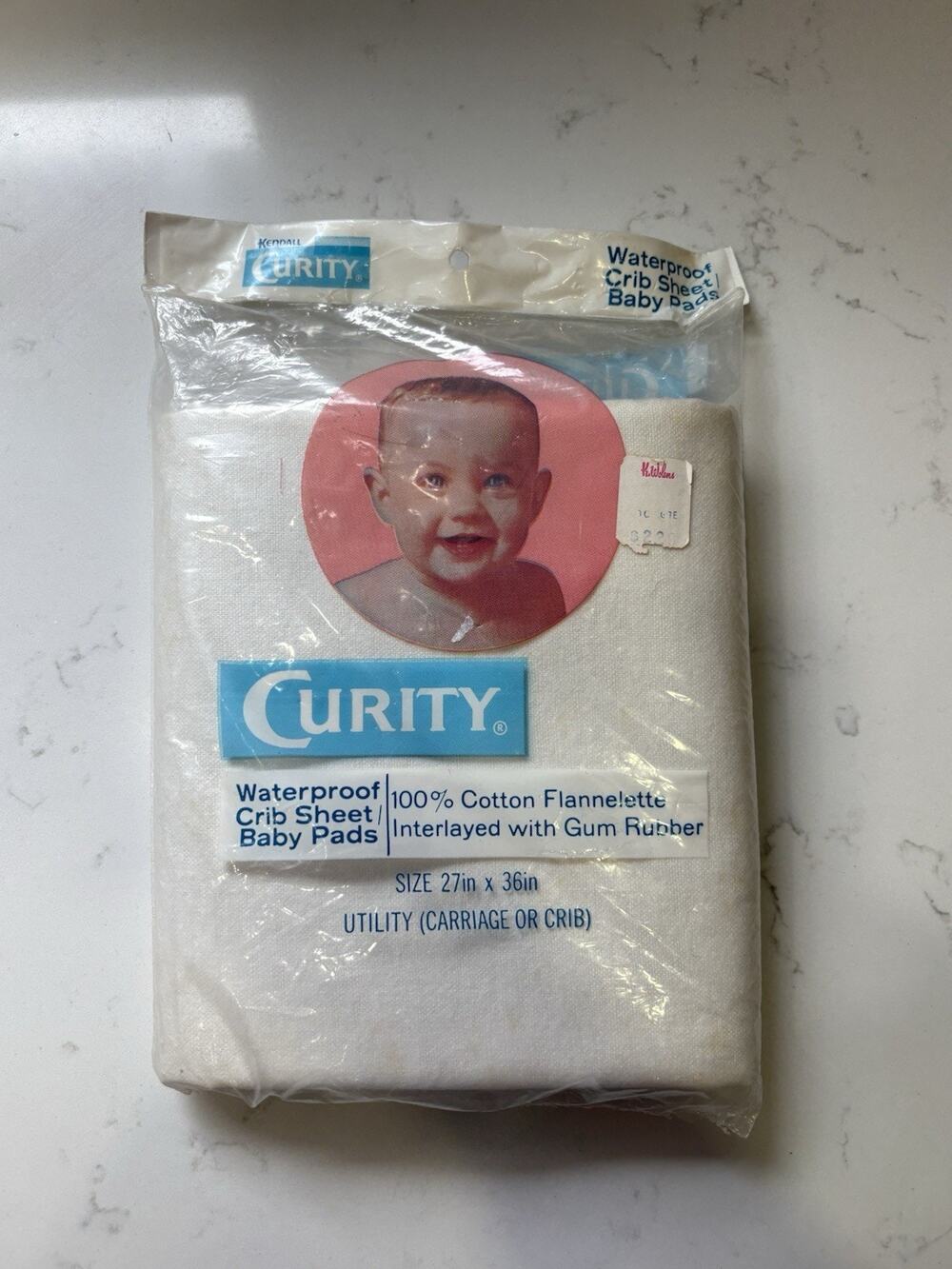 NEW Old Stock Vintage Curity Baby Fitted Crib Sheet waterproof
